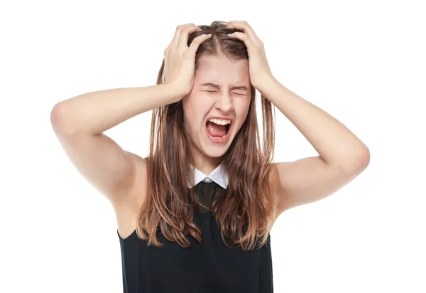 Junge schöne Teenager-Mädchen schreien isoliert — Stockfoto