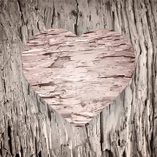 Drewniane serce na starym tle drewna — Wektor stockowy