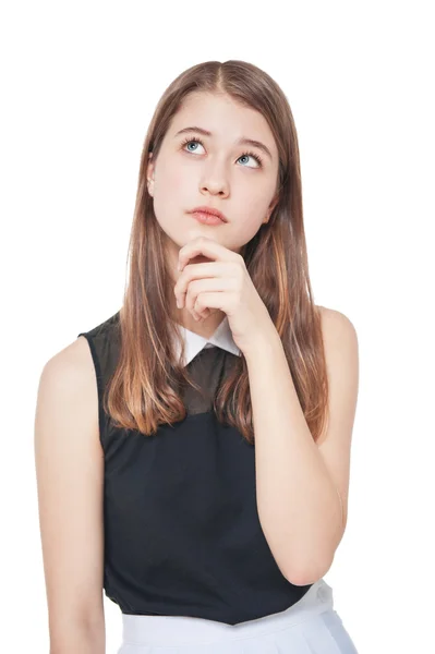 Junge Mode Teenager-Mädchen mit Brille, die auf etwas schaut, ist — Stockfoto