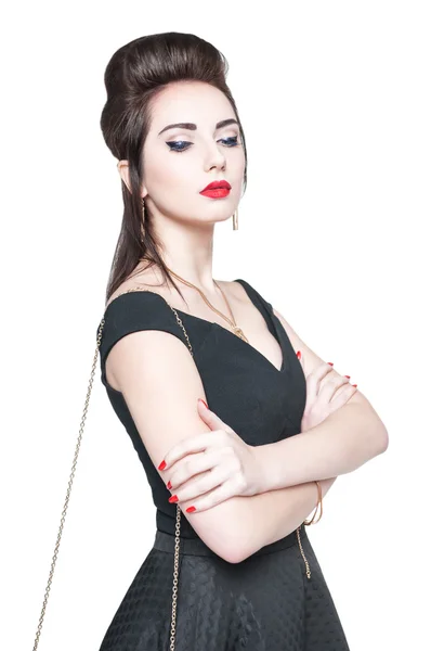 Jonge mooie vrouw in retro pin-up stijl geïsoleerd — Stockfoto