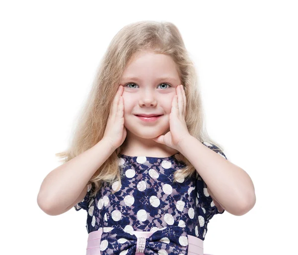 Beautiful little girl with blond hair isolated — Stock Photo, Image