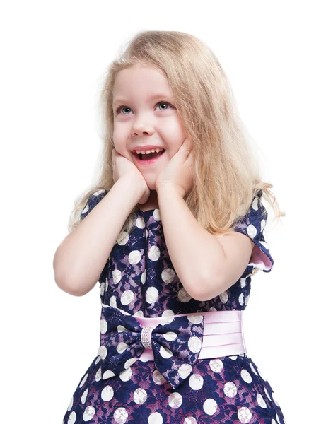 Hermosa niña con el pelo rubio sorprendido aislado — Foto de Stock