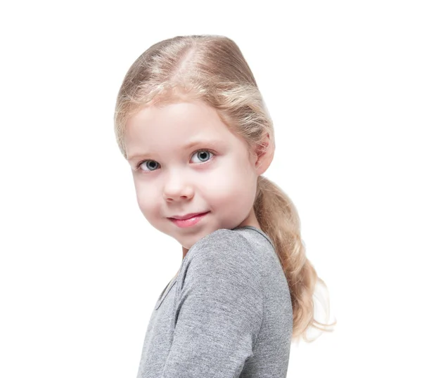 Hermosa niña con el pelo rubio aislado — Foto de Stock