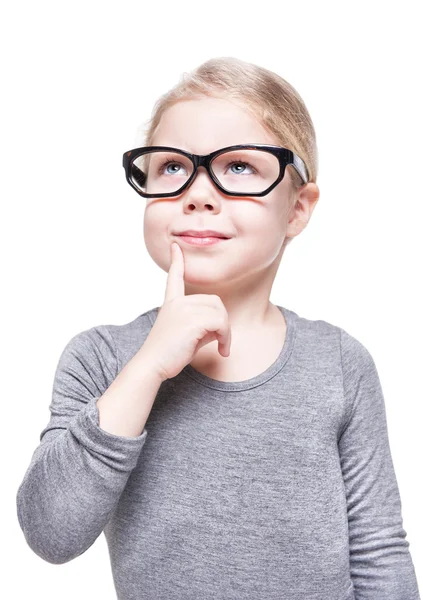 Smart beautiful little girl in glasses isolated — Stock Photo, Image