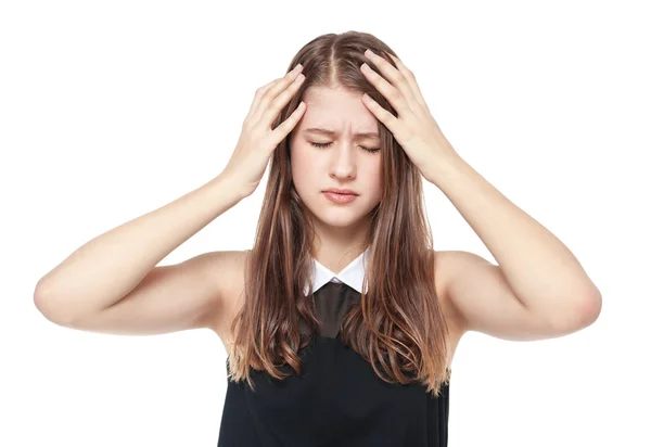 Giovane ragazza adolescente con mal di testa isolato — Foto Stock