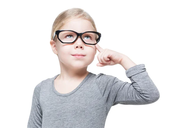 Smart beautiful little girl in glasses isolated — Stock Photo, Image