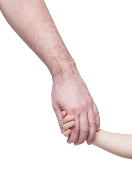 Father holding his child hand isolated — Stock Photo, Image