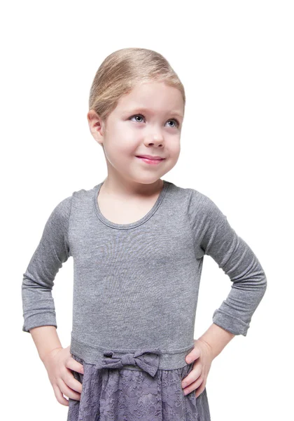 Beautiful little girl with blond hair isolated — Stock Photo, Image