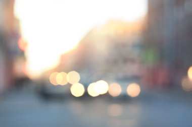 Bulanık kentsel arka plan ile ufuk ışık