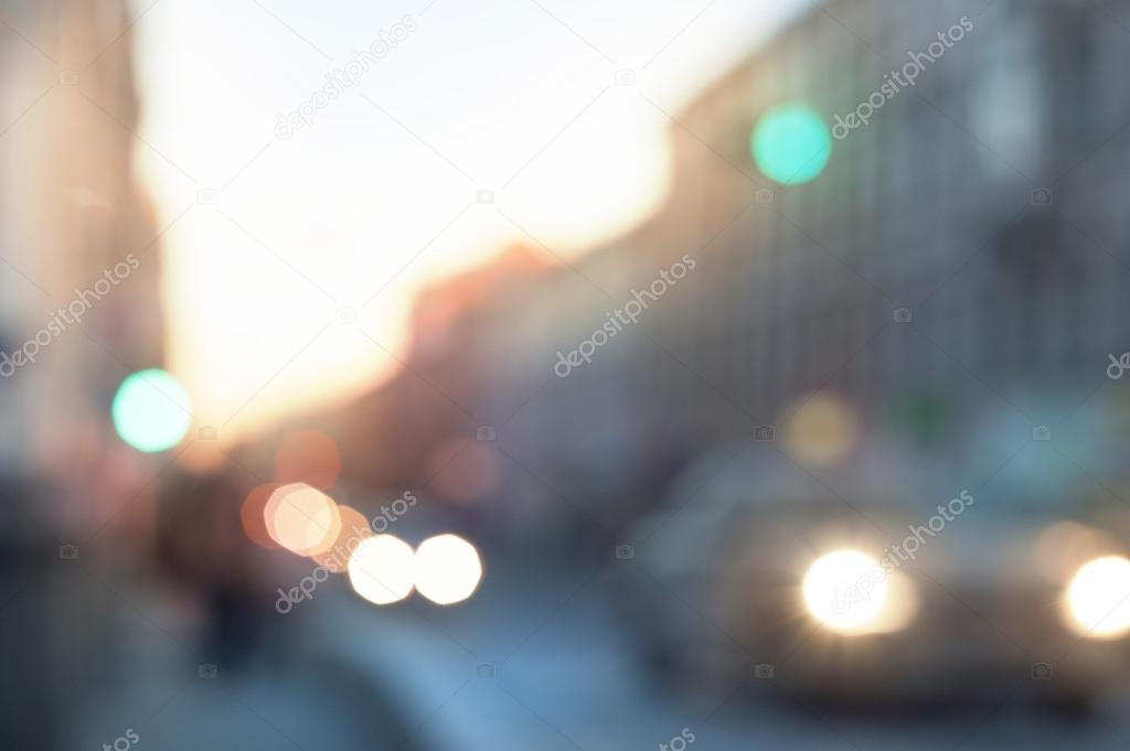 Blurred abstract urban background with defocused lights