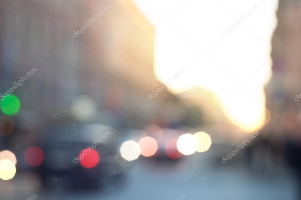 Blurred abstract urban background with defocused lights 
