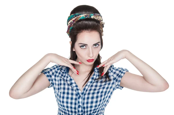 Jonge mooie vrouw in retro pin-up stijl geïsoleerd — Stockfoto