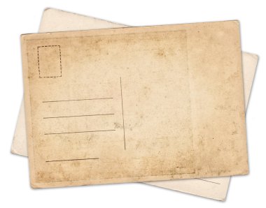 İki boş eski vintage kartpostal izole 