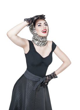 Retro pin-up kadın tarzı bir el FA ile horizon adlı arıyorsunuz