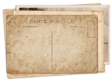 Boş eski vintage kartpostal izole yığını 