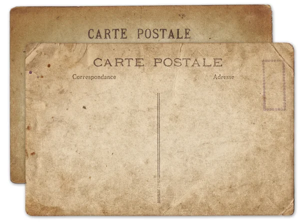 Dwa puste Stara pocztówka vintage na białym tle — Zdjęcie stockowe