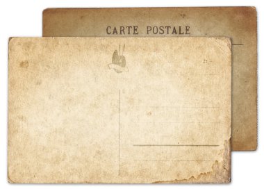 İki boş eski vintage kartpostal izole 