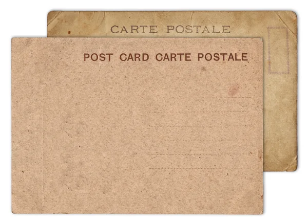 Dois antigos cartões postais vintage em branco isolados — Fotografia de Stock