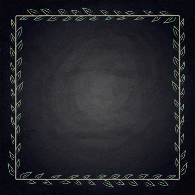 Kare yaprakları ile kara tahta arka plan üzerinde çizim