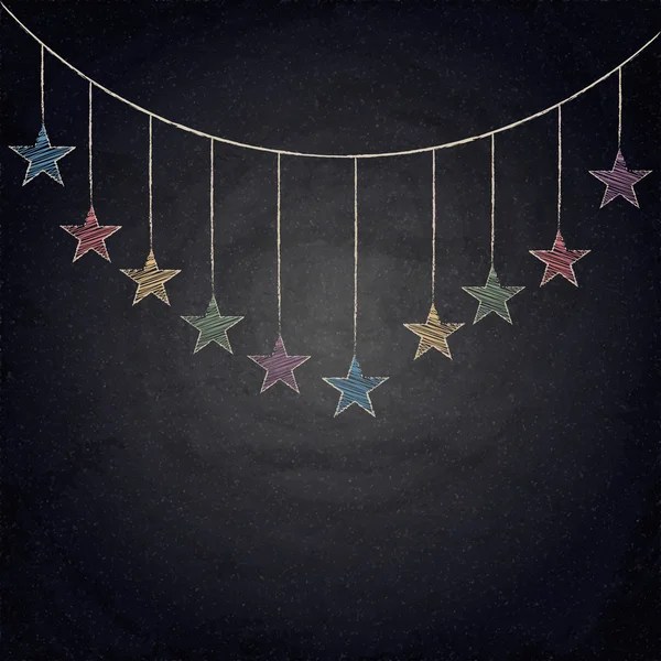 ホオジロの星 々 を描画と黒板の背景 — ストックベクタ