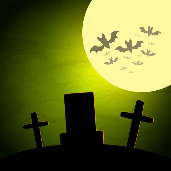 Halloween-Vektorillustration mit Mond und dunkler Landschaft — Stockvektor