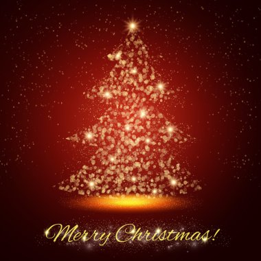 Parlayan parlak Noel ağacı. Kutlama kartı