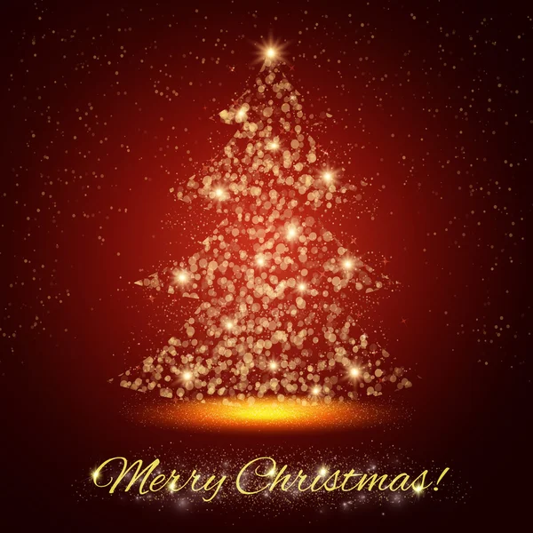 輝く明るいクリスマス ツリー。お祝いカード — ストックベクタ
