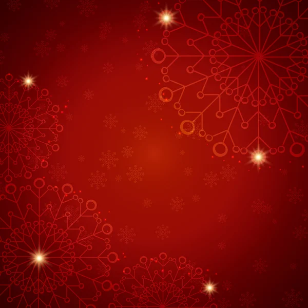 Navidad copo de nieve abstracto fondo rojo — Vector de stock