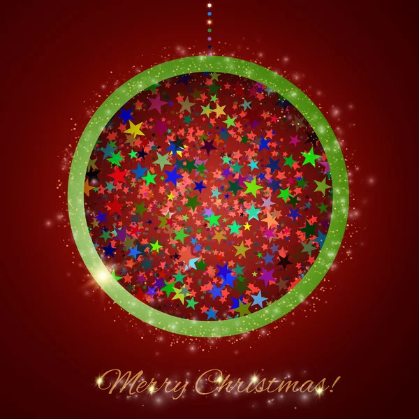 Färgglada Christmas ball på röd bakgrund — Stock vektor