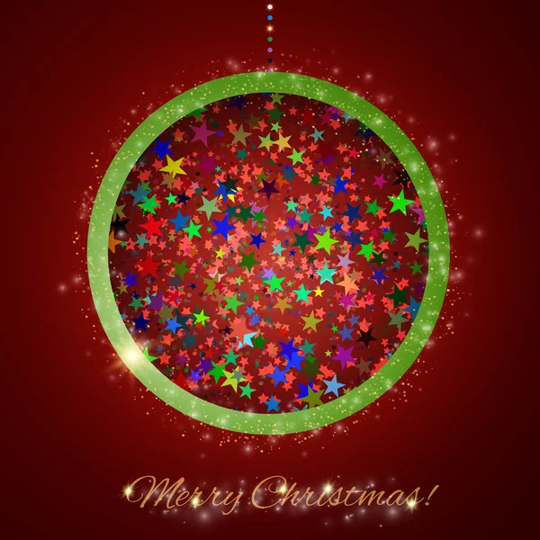 Colorful Christmas ball on red background — Stock Vector