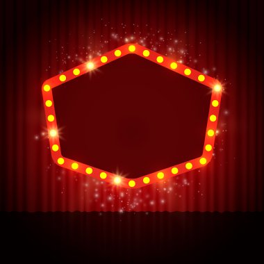 Retro casino banner sahne perdesi üzerinde parlayan