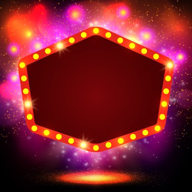 Retro casino ışık afiş ile parlayan arka plan