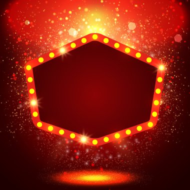 Retro casino ışık afiş ile parlayan arka plan