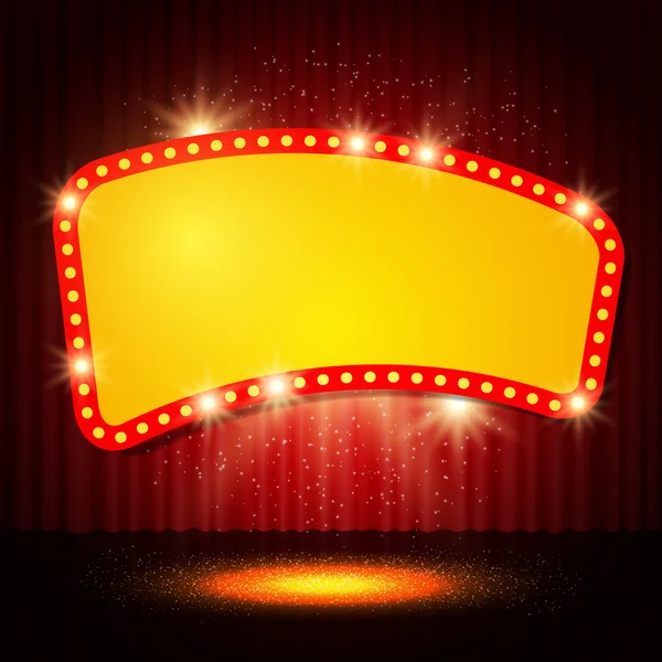 Retro casino banner sahne perdesi üzerinde parlayan