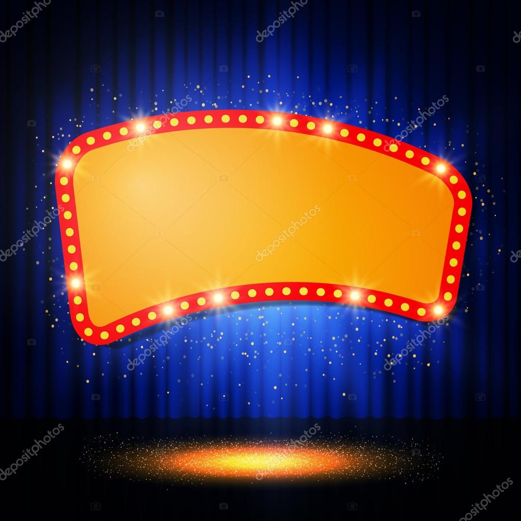 Shining retro casino banner on stage curtain Stock Vector Image by  ©DarkBird #95714188