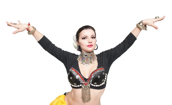 Vackra exotiska magen tribal dansare kvinna — Stockfoto