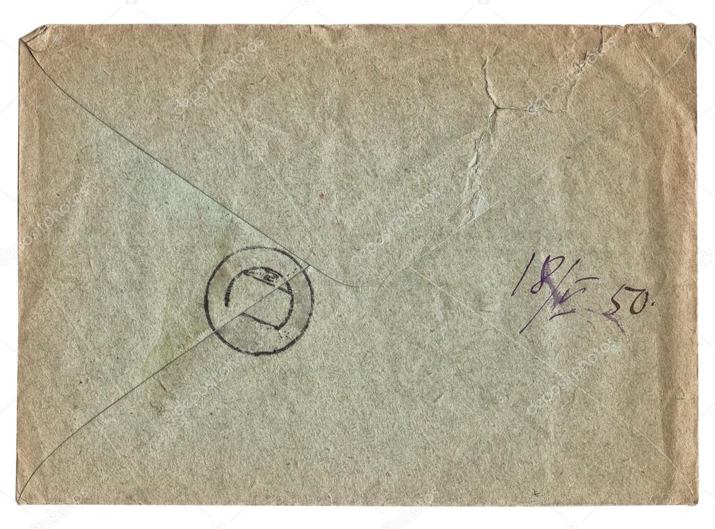 Vintage old closed envelope with date 