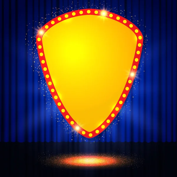 Luminoso banner de casino retro en la cortina del escenario — Vector de stock
