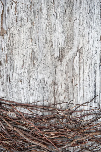 Antiguo fondo de madera con ramas secas —  Fotos de Stock