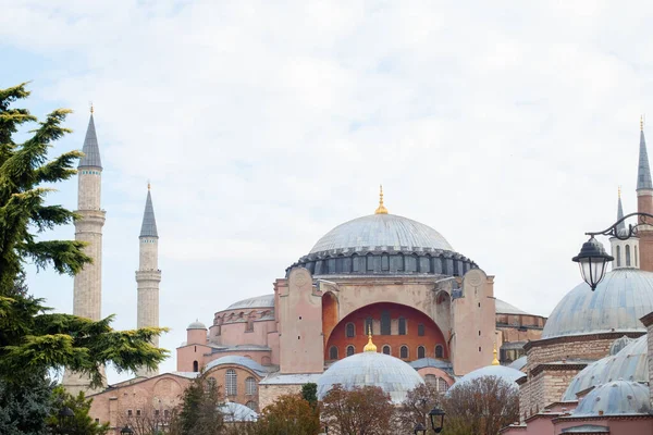 Minareli Ayasofya Camii manzarası. İstanbul 'un Türkiye' deki ana manzarası — Stok fotoğraf