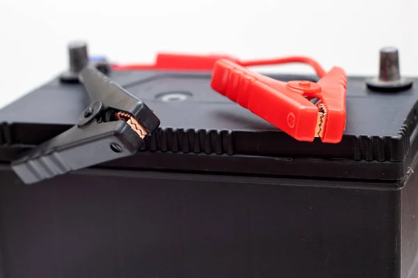 Closeup Jumper Cable Car Battery Stock Image