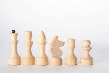 Beyaz arka planda izole edilmiş satranç taşları. Satranç oyuncuları..