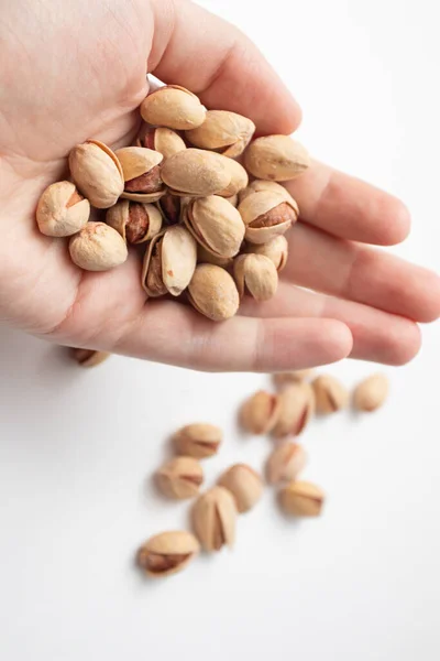 Handful Pistachios Heap Pistachio Nuts — Stock Photo, Image
