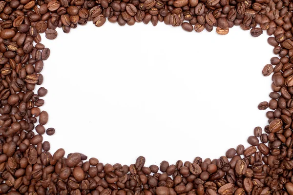 Coffee Beans Frame Borders Room Made Roasted Coffee Beans Blank — Stock Photo, Image