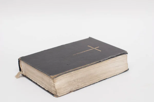 Den Gamla Boken Bibeln Med Kors — Stockfoto