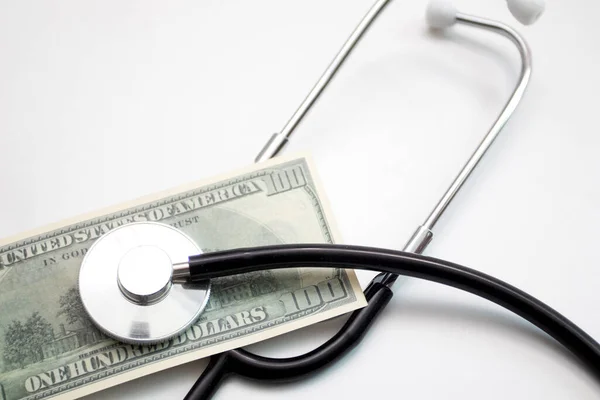 Medical Stethoscope Usa Dollars — Stock Photo, Image