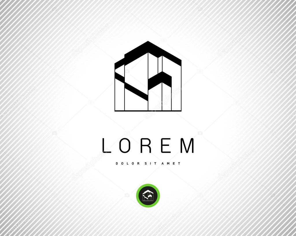 House Abstract Real Estate Residential Logo for Company. Modern Building Vector Black Silhouette on White Background. Abstract Vector Logo Design Template.