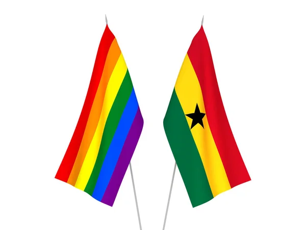 Gana Gökkuşağı Nın Ulusal Kumaş Bayrakları Beyaz Arka Planda Izole — Stok fotoğraf