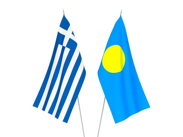 Flaggorna Grekland och Palau — Stockfoto