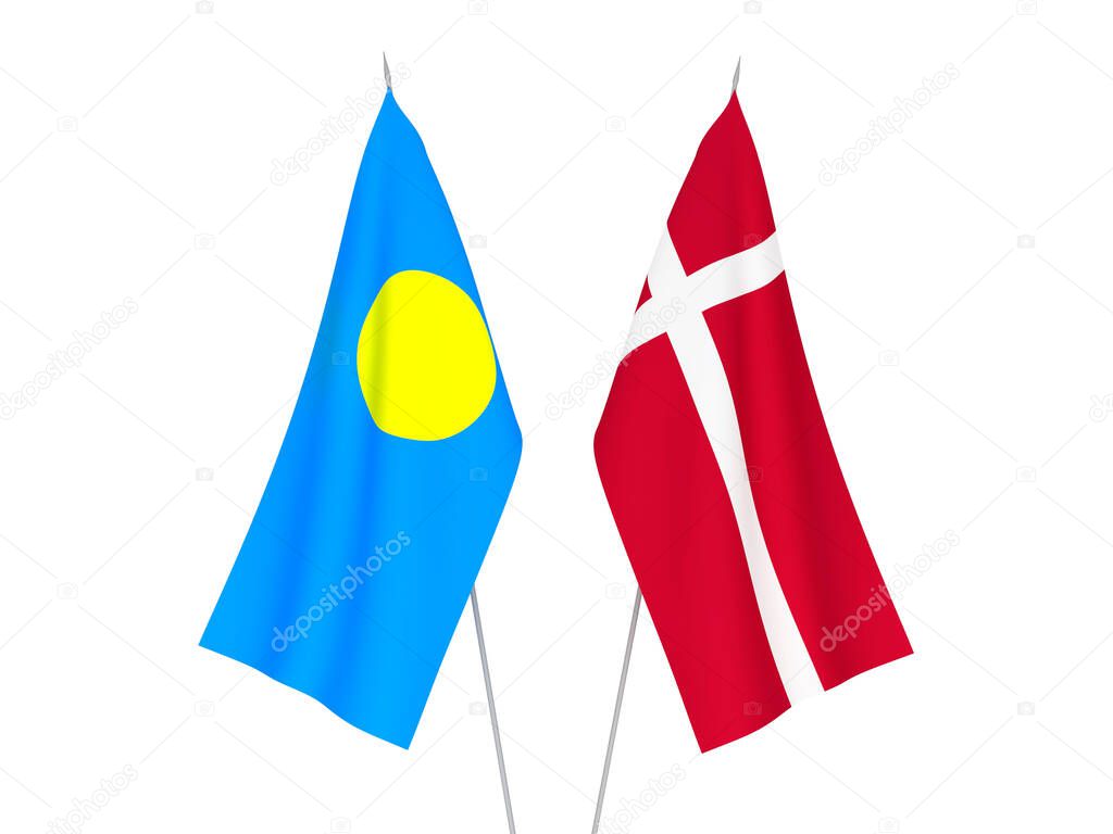Palau and Denmark flags